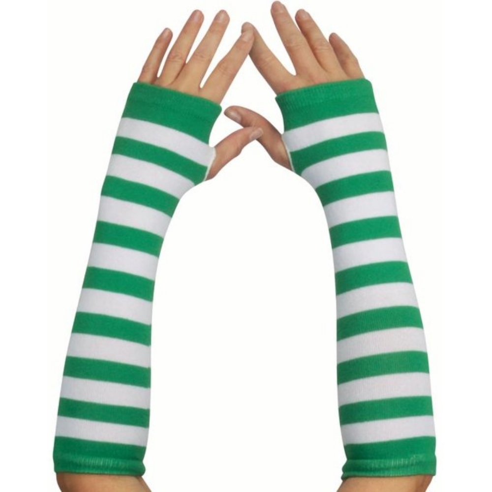 Green and White Striped Forearm Sleeve